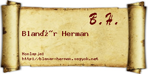 Blanár Herman névjegykártya