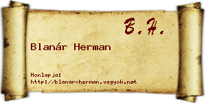 Blanár Herman névjegykártya